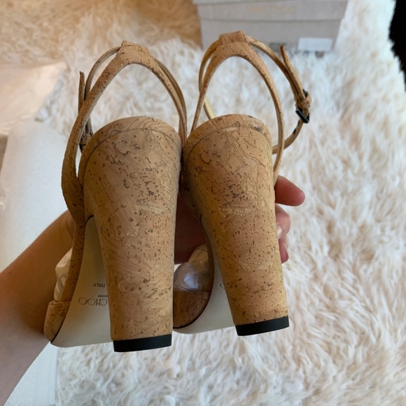 Jimmy Choo Miranda 100 Cork Sandal Pumps Heel - Picture 6 of 8